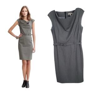 Banana Republic Dress Women's SZ 2 Black Gray Herringbone Check Lined Belted